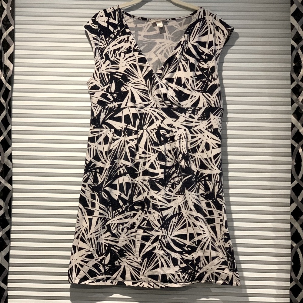 Cotton Navy and white abstract summer dress size Large